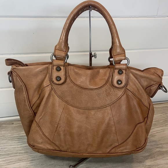 Liebeskind Berlin Esther Vintage Studded Satchel Tan Leather Vachetta Handbag - Picture 6 of 12